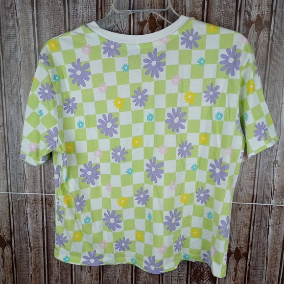 Rebellious One Girls Multi Pattern Floral Check Short Sleeve T-Shirt Size Small - Picture 2 of 5